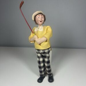 Rare Vintage Klumpe Roldan Doll Big Cap Golfer With Golf Club